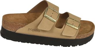 Birkenstock Arizona Flex Platform Nubuck Leer - Dames - Sandalen - Beige - 39 EU - Leer - Schoenen
