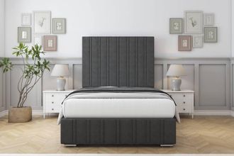 Sloomy Langston Dumfries Deep-Sided Bed Frame With 50 Upholstered Headboard in Dark Grey | Size: Double