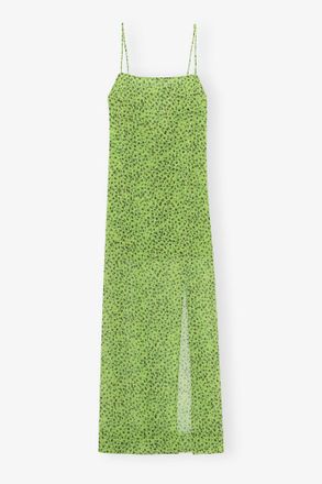 Ganni Chiffon Midi Slip Dress - Size 32 Green