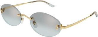 Cartier Ct 0592S 004 Zonnebril - Dames - Zonnebrillen - Geel - 55 MM - Accessoires