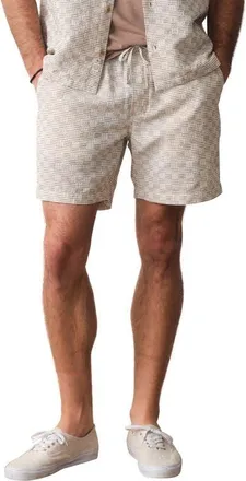 Marine Layer Saturday Dobby Shorts in White/brown Check at Nordstrom, Size Medium