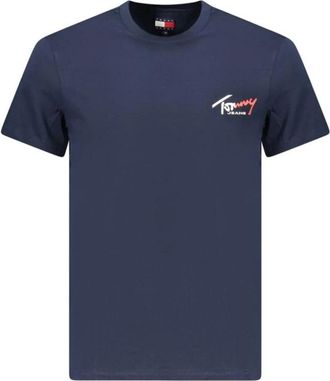 Tommy Hilfiger Cotton T-shirt met ronde hals - Heren - T-shirts - Blauw - M - Katoen - Tops