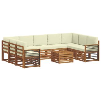 vidaXL Conjunto De Sof&aacute;s De Exterior 10 Uds. Natural Y Crema Vidaxl