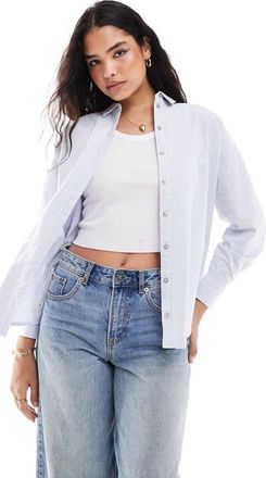 Selected Femme oversized shirt in blue stripe