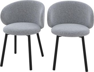 Rendez-Vous D&eacute;co Rendez-vous D&eacute;co - Set De 2 Sillas De Bar En Tela Jaspeada Gris Oscuro Con Patas Negras - C&eacute;cilia