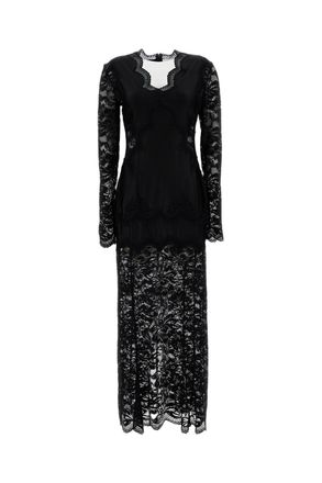 Paco Rabanne Intricate Lace Maxi Dress with Center Back Zip Closure