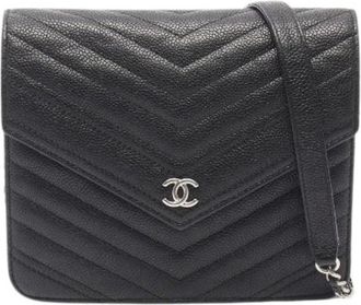 Chanel Borsa a spalla Chanel Chevron V Stitch in caviale Pre-owned - - Pre-owned - Donna - Nero - ONE SIZE