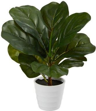 Nearly Natural 11-in Fiddle Leaf Artificial Plant in White Planter in Green at Nordstrom