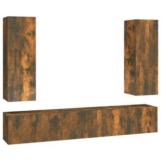 Berkfield Home 5 Piece TV Cabinet Set Smoked Oak Engineered Wood in Brown