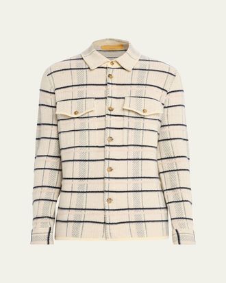 Guest In Residence Mens Windowpane Cashmere Work Shirt
