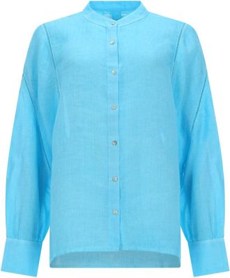120% Lino Linen Relaxed Long Puffed Blouse