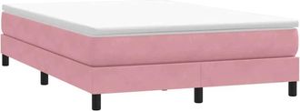 vidaXL Cama Box Spring Sin Colch&oacute;n Rosa Terciopelo 160x220 Cm Vidaxl