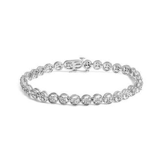 House of Brilliance Silver 1/4 Cttw Diamond Open Circle Wheel Link Tennis Bracelet at Nordstrom