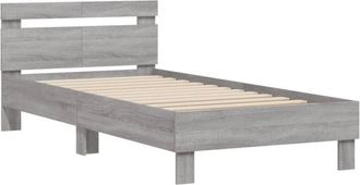 vidaXL Cama Con Cabecero Madera De Ingenier&iacute;a Gris Sonoma 100x200 Cm Vidaxl