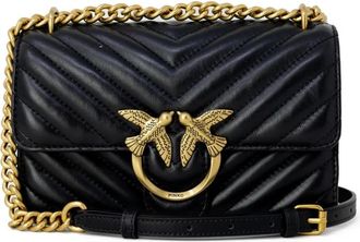 Pinko Love Birds Mini Chain Bag - Dames - Schoudertassen - Zwart - ONE Size - Polyester - Tassen