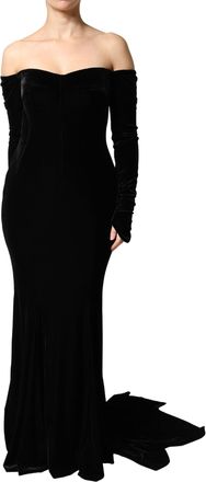 Dolce & Gabbana Womens Off-Shoulder Bodycon Dress Black Polyester