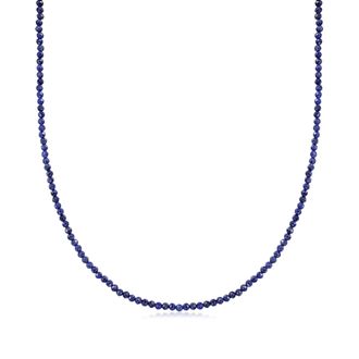 Ross-Simons 3-3.5mm Lapis Bead Necklace With 18kt Gold Over Sterling