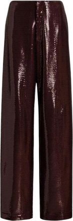 Alberta Ferretti Glanzende Nacht Wijde Pijpen Broek met Pailletten - Dames - Wijde Broeken - Bruin - M - Pailletten - Broeken