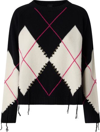 Pinko Intricately Woven Black and White Argyle Sweater