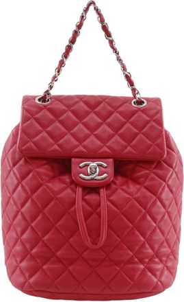 Chanel Matelasse Red Color Leather Backpack (Pre-Owned)