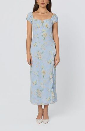 ASTR the Label Florence Floral Ruffle Detail Dress in Blue Multi Floral at Nordstrom, Size X-Small