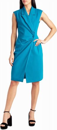Nicole Miller Vivienne Crepe Sleeveless Coat Dress In Crystal Teal