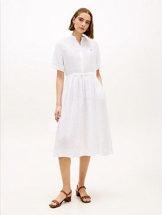 Tommy Hilfiger Print Pure Linen Midi Shirt Dress