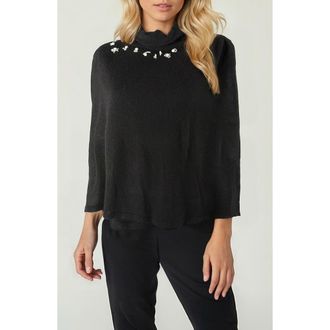 Portolano Crystal Embellished Poncho in Black at Nordstrom Rack