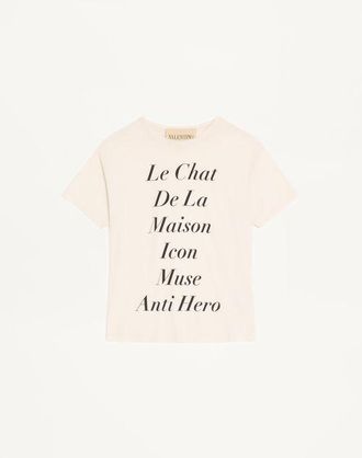Valentino Valentino Cotton T-Shirt with Le Chat de la Maison Icon Muse Anti Hero print Man IVORY XL
