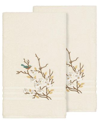 Linum Home Textiles Turkish Cotton Spring Time 2Pc Embellished Bath Towel Set