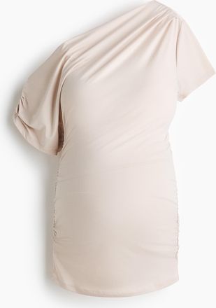 H&M MAMA Drapiertes One-Shoulder-Shirt - Beige