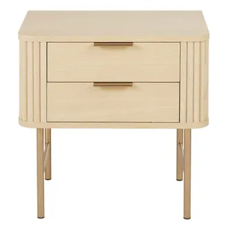 Maisons du monde Mesita de noche con 2 cajones en metal color lat&oacute;n