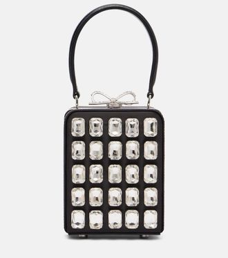Self Portrait Micro crystal-embellished box bag