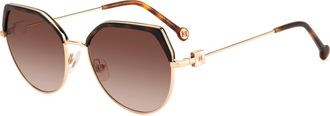 Carolina Herrera Womens 56 mm Havana Gold Sunglasses