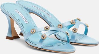 Manolo Blahnik Mules Pyrenea in raso con decorazioni