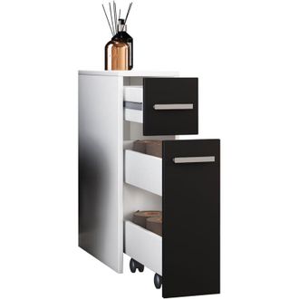ebuy24 Ebuy24 - vcm Legno Midischrank Armadio nicchia Dimensioni: a. 61 x l. 20 x p. 45 cm Divisore stanza 2 cassetti - Zalo (Bianco / Nero)