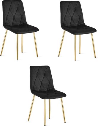 OEM Silla Libra - Terciopelo Negro / Patas Doradas X 3