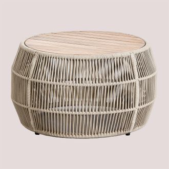 Sklum Sklum - Mesa De Centro Para Jard&iacute;n Redonda &Oslash;80 Cm En Aluminio Y Madera De Acacia Krot