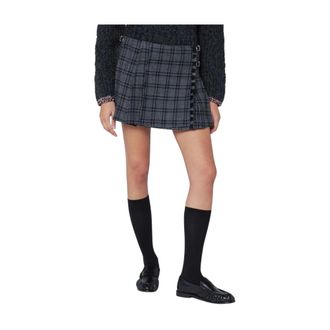 Durazzi Milano Short Skirts, female, Black, Size: XS Check Kilt Mini Skirt