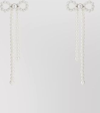 Self Portrait brass bow drop earrings pearl strands