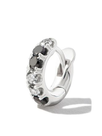 Spinelli Kilcollin Mini Mezzo diamond hoop earring - men - Sterling Silver/Grey Diamond/Black Diamond - One Size