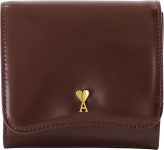 Ami Accessoires, unisex, Rood, ONE Size, Leer, Bordeaux Leren Portemonnee Elegant Ontwerp