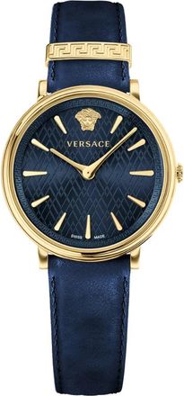Versace Horloges - Dames - Horloges - Blauw - ONE Size - Leer - Accessoires