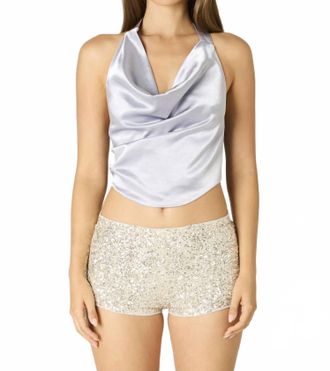 Cotton Candy L.A. Sierra Satin Halter Top In Slate Blue