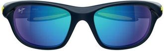 Maui Jim Makamae 62mm PolarizedPlus2 Oval Sunglasses in Dark Blue /Blue at Nordstrom