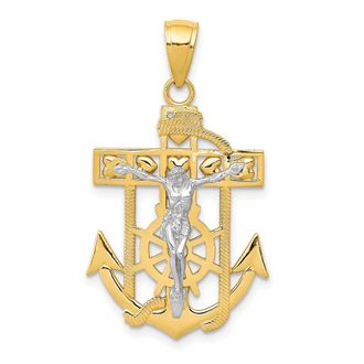 Diamond2Deal 10k Two-tone Mariners Crucifix Pendant