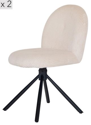 Nordlys Set de 2 sillas swivel escandinavas en metal y terciopelo beige