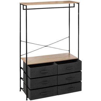 5five Simply Smart 5five Simply Smart - Vestidor Tissa Con 6 Cajones 1 Barra Colgadora Roble Claro Y Gris Oscuro Acero 100x167 Cm