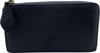 Louis Vuitton Black Leather Long Wallet (Bi-Fold) (Pre-Owned)