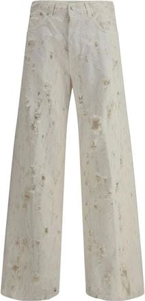Haikure Wide Jeans, female, White, Size: W29 Vintage Wide Leg Jeans with Button Closure